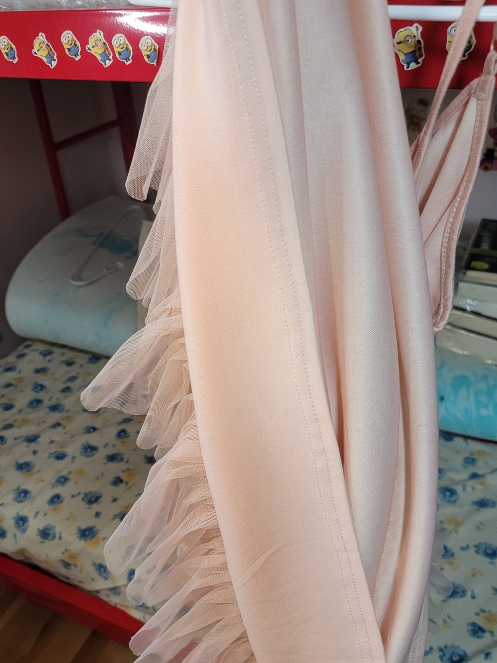 Areve Peach Lace-Embroidered Slip Midi Dress Size Large - Picture 6 of 6